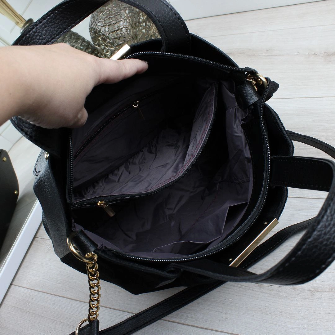 Сумка чорна класична з замші універсальна для щодня